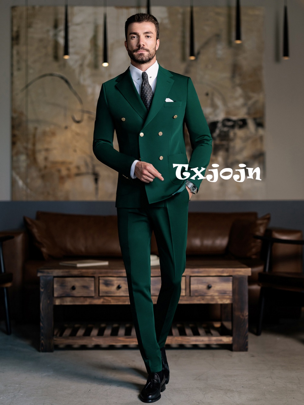 Men Formal Wear Pants - Costume Homme Vert Formel Slim Fit