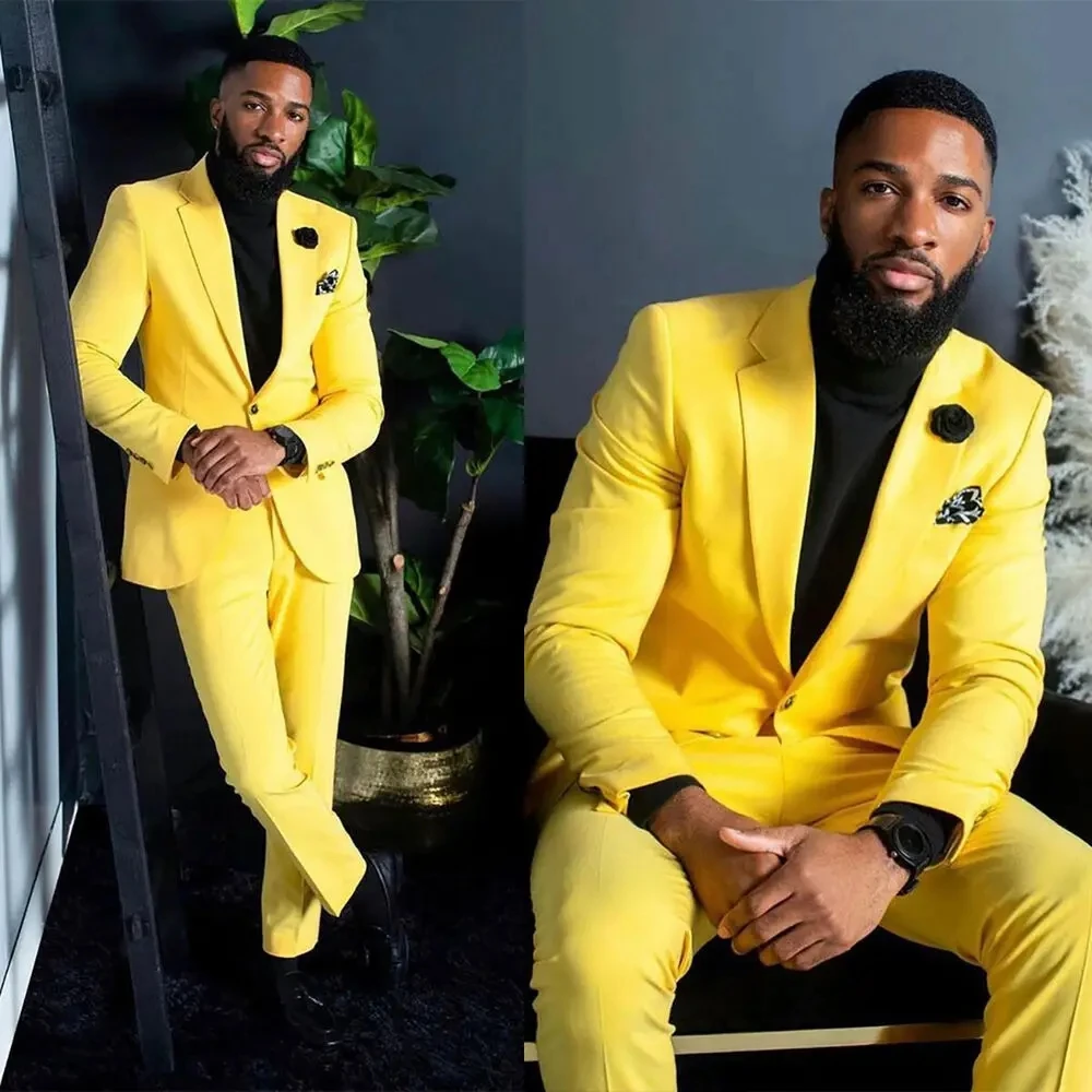Formal Wear For Men Yellow - Costume jaune pour homme, coupe ajustée,