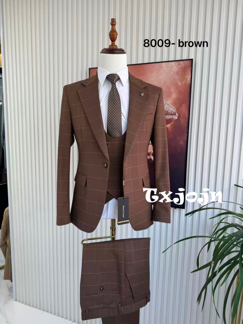 Men Formal Wear Pants - Costume de smoking à carreaux pour