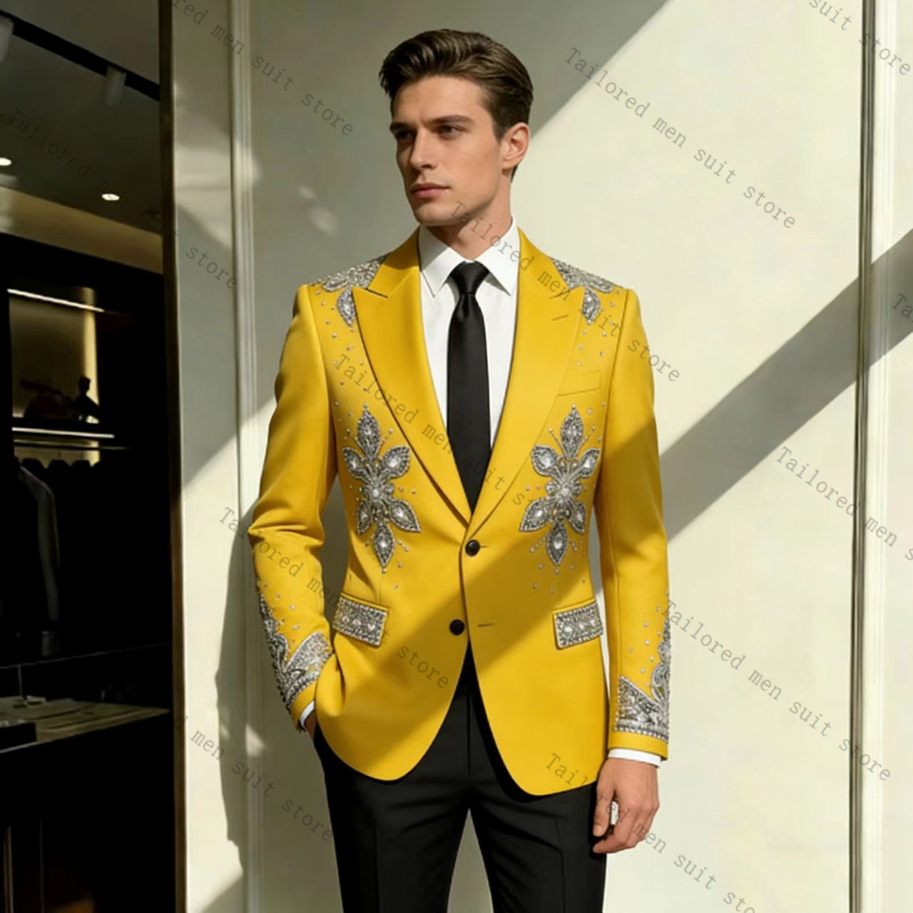 Formal Wear For Men Yellow - Ensemble de costumes jaunes pour hommes,