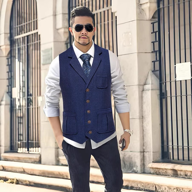 Men'S Vintage Formal Wear - Gilet de costume en tweed à