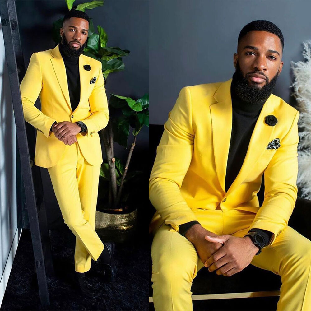 Formal Wear For Men Yellow - Costumes jaunes pour hommes, coupe ajustée,