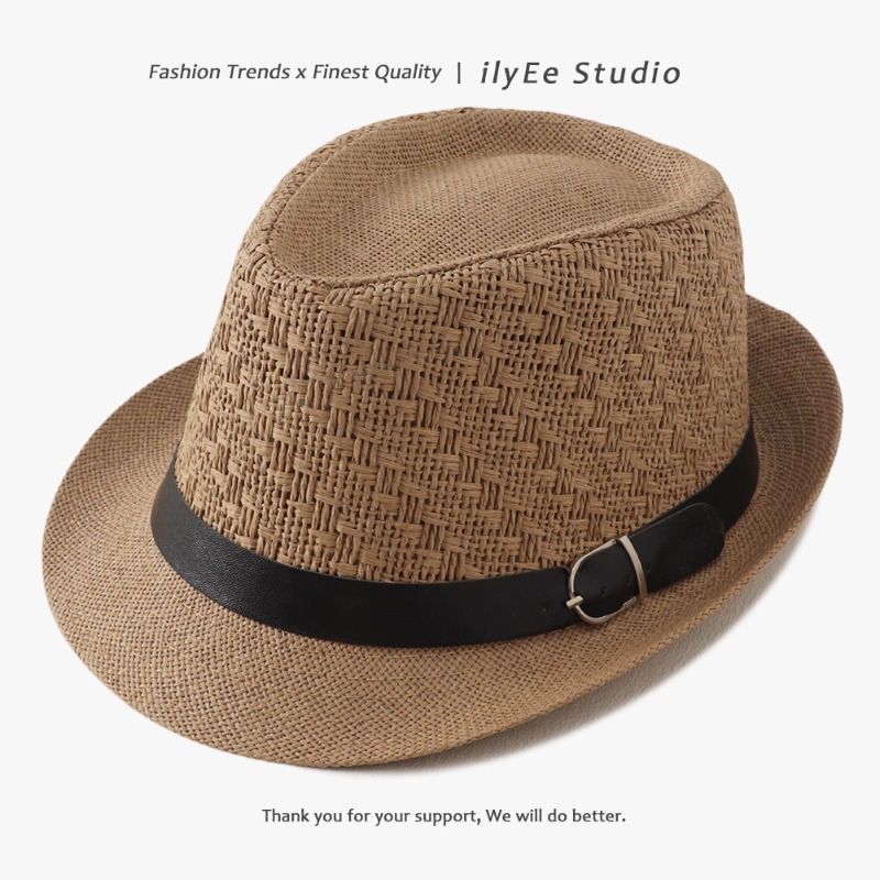 Men'S Vintage Formal Wear - Chapeau Panama Fedora en paille tressée