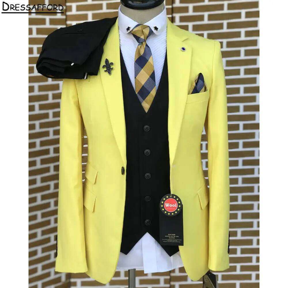 Formal Wear For Men Yellow - Costume de mariage jaune élégant pour
