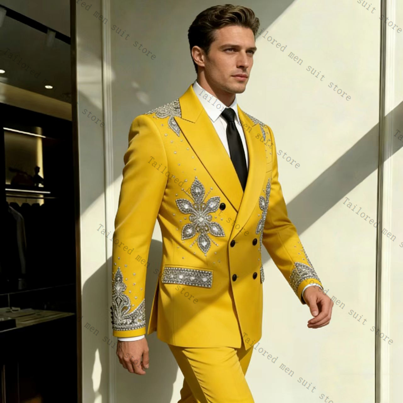 Ensemble de costumes jaunes po - Formal Wear For Men Yellow avis et prix